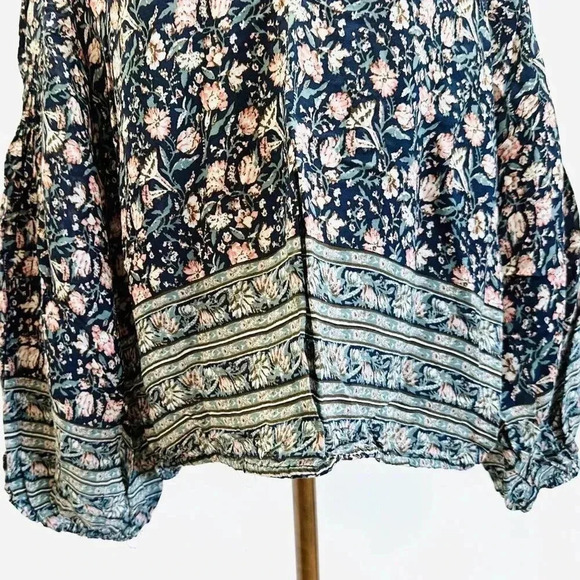 LUCKY BRAND Women Long Sleeve Pullover Keyhole Neck Floral Shirt Top Sz Medium - Picture 7 of 12